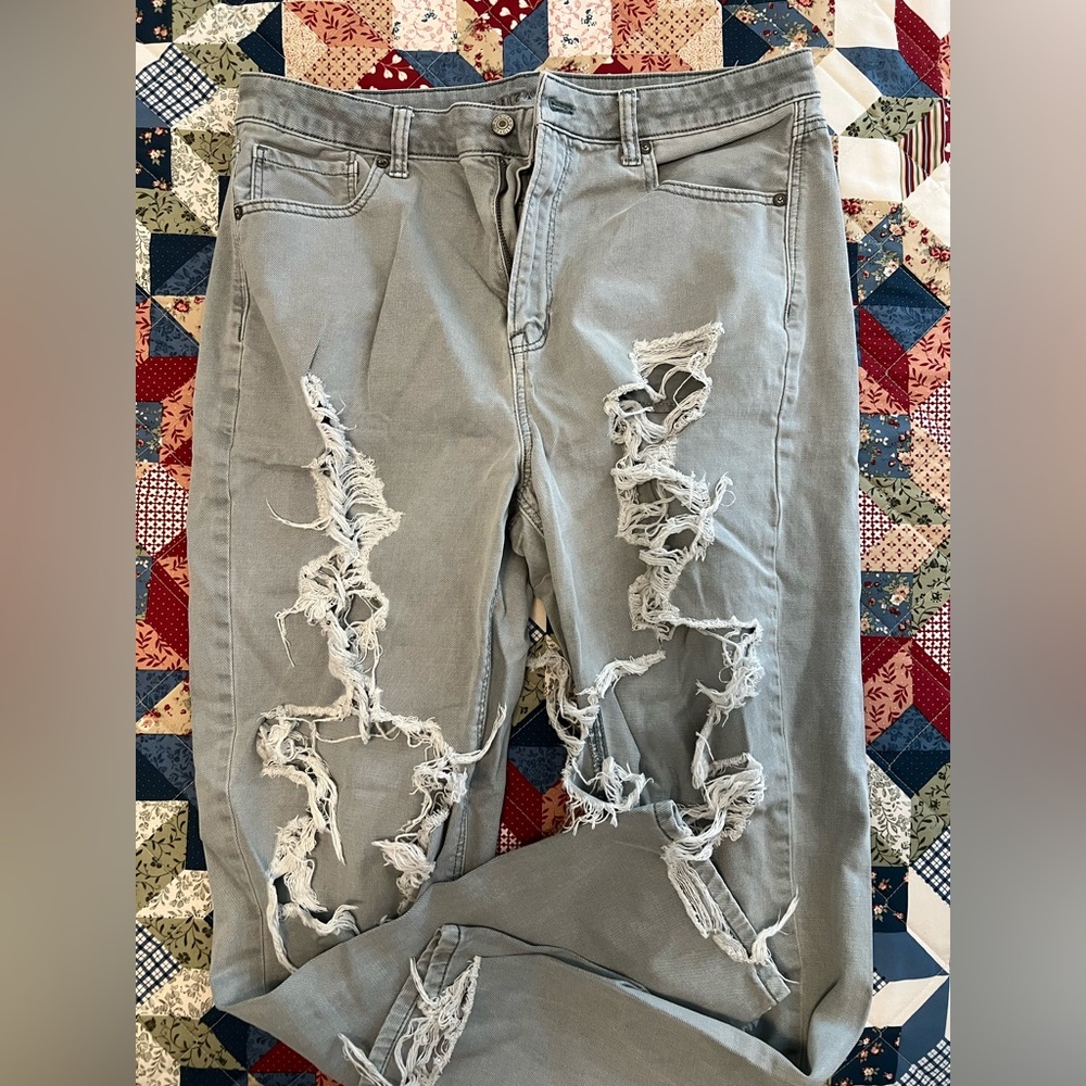 Green American Eagle Ripped Jeans